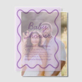 Invitations En Vélin Baby shower moderne ondulé Gras rétro violet dans (Décalage (Couple))