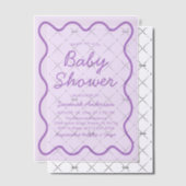 Invitations En Vélin Baby shower moderne ondulé Gras rétro violet dans (Décalage (Invitation))