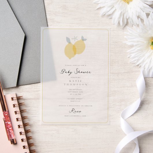Invitations En Vélin Baby shower moderne simple Pastel Citrus Lemons (Mariage)
