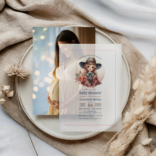 Invitations En Vélin Baby shower rustique Western Little Cowgirl