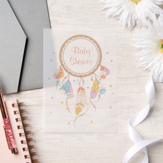 Invitations En Vélin Baby shower tribal Dreamcatcher Boho Insertion (Mariage)