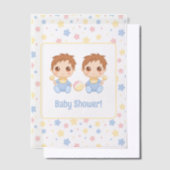 Invitations En Vélin Baby shower Twin Boys Insertion (Compenser)
