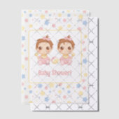 Invitations En Vélin Baby shower Twin Girls Insertion (Décalage (Invitation))