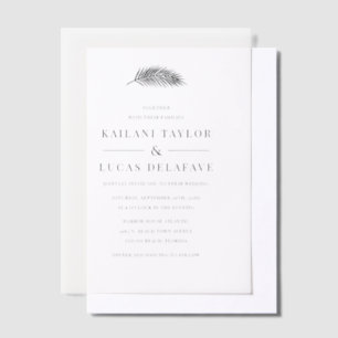 Invitations En Vélin Bahia Simple moderne minimaliste Mariage feuille d