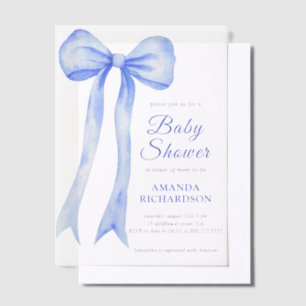 Invitations En Vélin Bain de couleur bleue pour garçon Fête prénatale