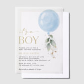 Invitations En Vélin Balcon Bleu, Eucalyptus, Verdure, Baby shower (Compenser)