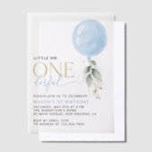 Invitations En Vélin Balcon Bleu, Eucalyptus, Verdure, Premier Annivers (Compenser)