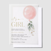 Invitations En Vélin Balcon rose, Eucalyptus, Verdure, Baby shower (Compenser)
