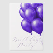Invitations En Vélin Ballons violets de fête d'anniversaire (Recto)
