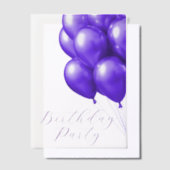 Invitations En Vélin Ballons violets de fête d'anniversaire (Compenser)