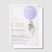 Invitations En Vélin Balloon pourpre, Eucalyptus, Verdure, Baby shower (Compenser)