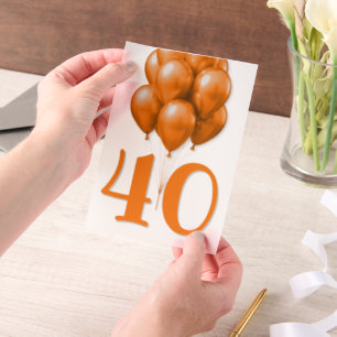 Invitations En Vélin Balloons d'anniversaire Orange Party Overlay