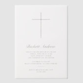 Invitations En Vélin Baptême Croix Simple en Or Script (Recto)