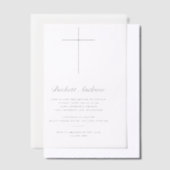 Invitations En Vélin Baptême Croix Simple en Or Script (Compenser)
