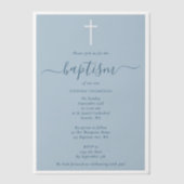 Invitations En Vélin Baptême minimaliste Dusty Bleu Christening (Recto)