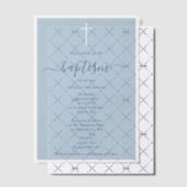 Invitations En Vélin Baptême minimaliste Dusty Bleu Christening (Décalage (Invitation))