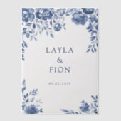 Invitations En Vélin Beau cadre Floral Bleu (Recto)