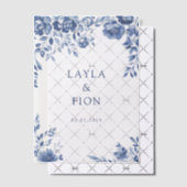 Invitations En Vélin Beau cadre Floral Bleu (Décalage (Invitation))