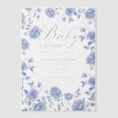 Invitations En Vélin Bébé en Fleur Baby shower Chinoiserie Bleu (Recto)