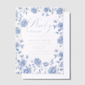 Invitations En Vélin Bébé en Fleur Baby shower Chinoiserie Bleu (Compenser)