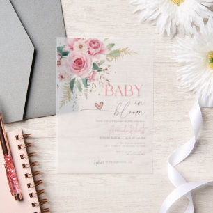 Invitations En Vélin Bébé En Fleur rose Fleur Baby shower