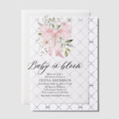 Invitations En Vélin Bébé rose en fleur Baby shower floral fille (Décalage (Invitation))