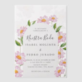 Invitations En Vélin Beige rose Botanique Nuestra Boda Mariage espagnol (Recto)