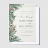 Invitations En Vélin Berries d'hiver et Pine Aquarelle Mariage de verdu (Compenser)