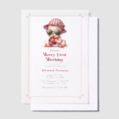 Invitations En Vélin Berry Premier anniversaire Pink En vichy fraise (Compenser)