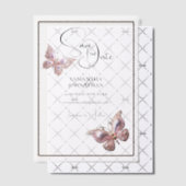 Invitations En Vélin Bijou papillon argent rose enregistrer la date (Décalage (Invitation))