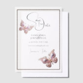 Invitations En Vélin Bijou papillon argent rose enregistrer la date (Compenser)