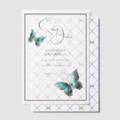 Invitations En Vélin Bijou papillon bleu argent enregistrer la date (Décalage (Invitation))