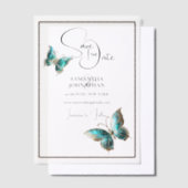 Invitations En Vélin Bijou papillon bleu argent enregistrer la date (Compenser)