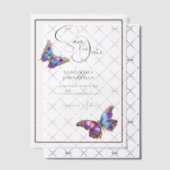 Invitations En Vélin Bijou papillon bleu violet enregistrer la date (Décalage (Invitation))