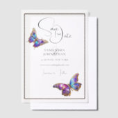 Invitations En Vélin Bijou papillon bleu violet enregistrer la date (Compenser)