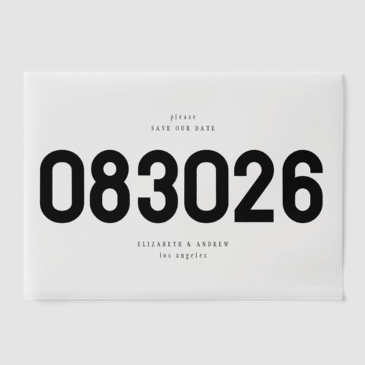 Invitations En Vélin Black Bold Simple Modern Big ENREGISTRER LA DATE (Recto)