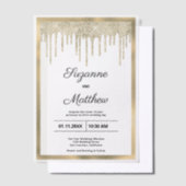 Invitations En Vélin Black gold luxury glitter drips Wedding (Compenser)