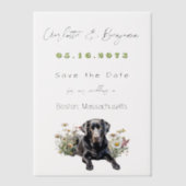 Invitations En Vélin Black Lab Dog et Fleurs sauvages Enregistrer la da (Recto)
