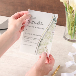 Invitations En Vélin Blanc Floral Foliage Nuestra Boda Mariage espagnol