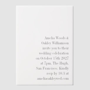 Invitations En Vélin Blanc minimaliste Élégant Mariage moderne élégant