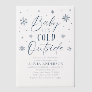 Invitations En Vélin Bleu Snowflakes Baby Il fait froid dehors Baby sho