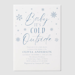 Invitations En Vélin Bleu Snowflakes Baby Il fait froid dehors Baby sho