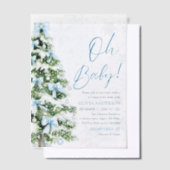 Invitations En Vélin Blue Bow Boy Christmas Tree Oh Baby Baby shower (Compenser)