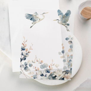 Invitations En Vélin Blue Heron Pastel Mariage Feuille Vellum