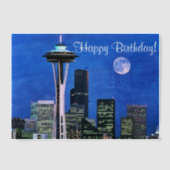 Invitations En Vélin Blue Seattle Skyline Joyeux anniversaire (Recto)