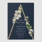 Invitations En Vélin Bohème Bohème Pyramide Flore Blanche Mariage Bleu (Recto)