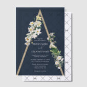 Invitations En Vélin Bohème Bohème Pyramide Flore Blanche Mariage Bleu (Décalage (Invitation))