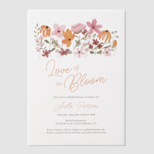 Invitations En Vélin Boho Amour Fleur sauvage est dans la Fête des mari (Recto)