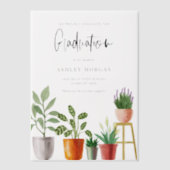 Invitations En Vélin Boho Aquarelle Poted Houseplants Graduation (Recto)