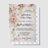 Invitations En Vélin Boho Chic Rose Floral Élégant Mariage (Décalage (Invitation))